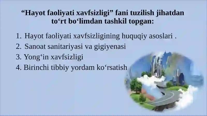 HAYOT FAOLIYATI XAVFSIZLIGI FANI 3