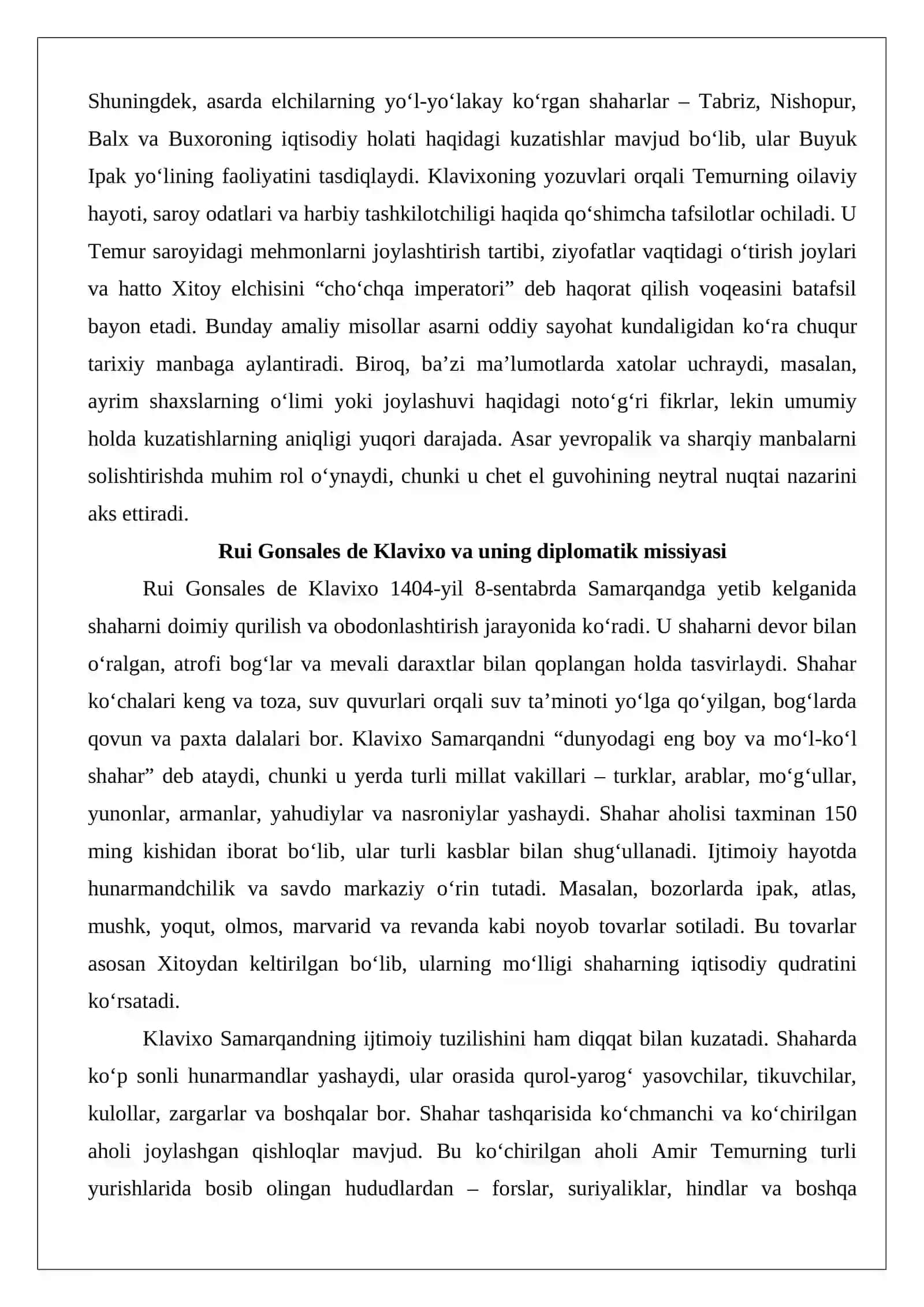 Rui Gonsales de Klavihoning “Samarqandga – Amir Temur saroyiga sayohat kundalig 3