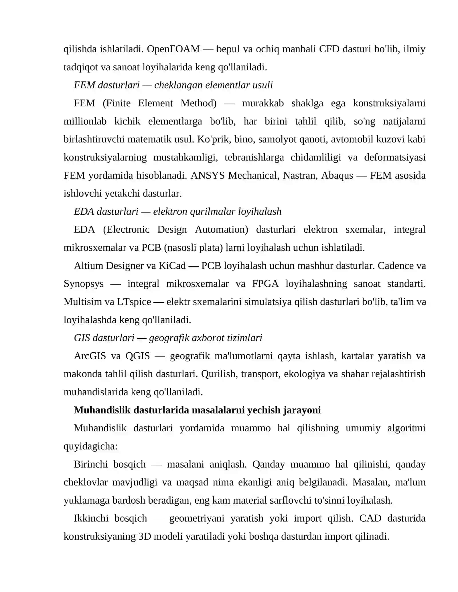 Muhandislik dasturlari yordamida sohaga doir masalalarni yechish 3