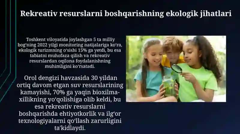 Rekreativ resurslardan foydalanish va rivojlantirishning ekologik-iqtisodiy asoslari 3