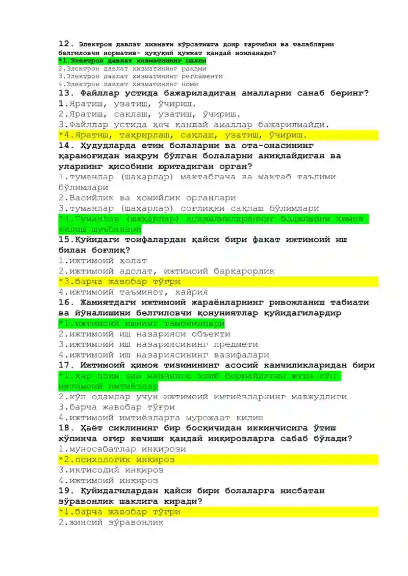 ARGUST TEST JAVOBLARI 3
