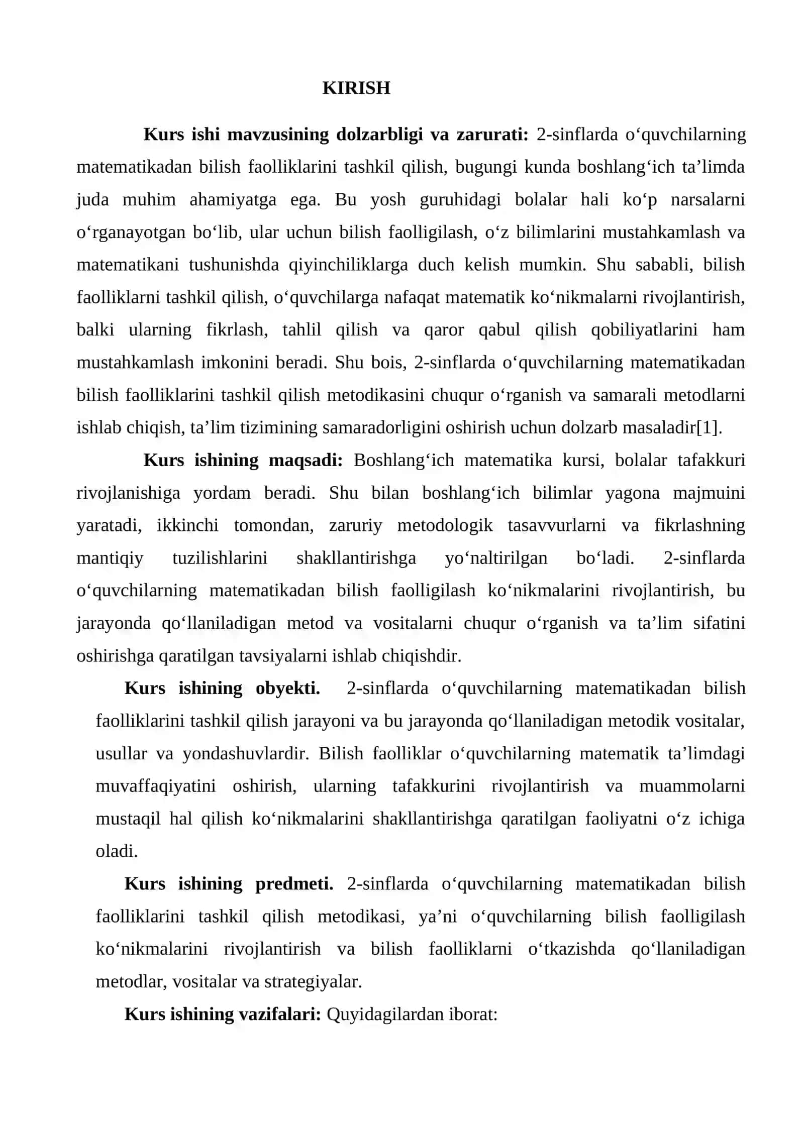BOSHLANG‘ICH SINFLARDA MATEMATIKADAN O‘QUVCHILARNING BILISH FAOLLIGINI OSHIRISH METODIKASI. ( 2-SINF MIISOLIDA) 3
