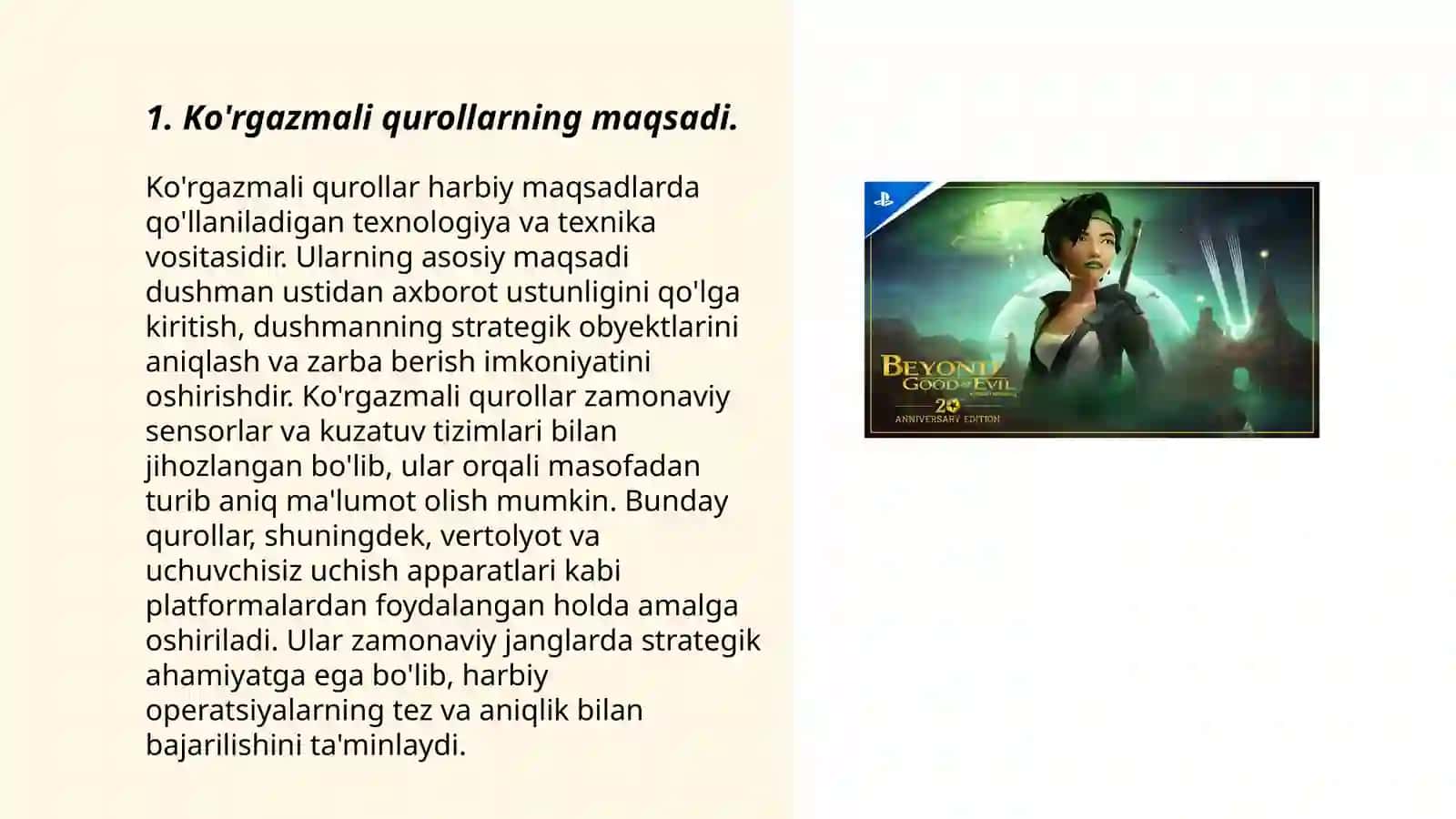 Ko'rgazmali qurollarning maqsadi 3