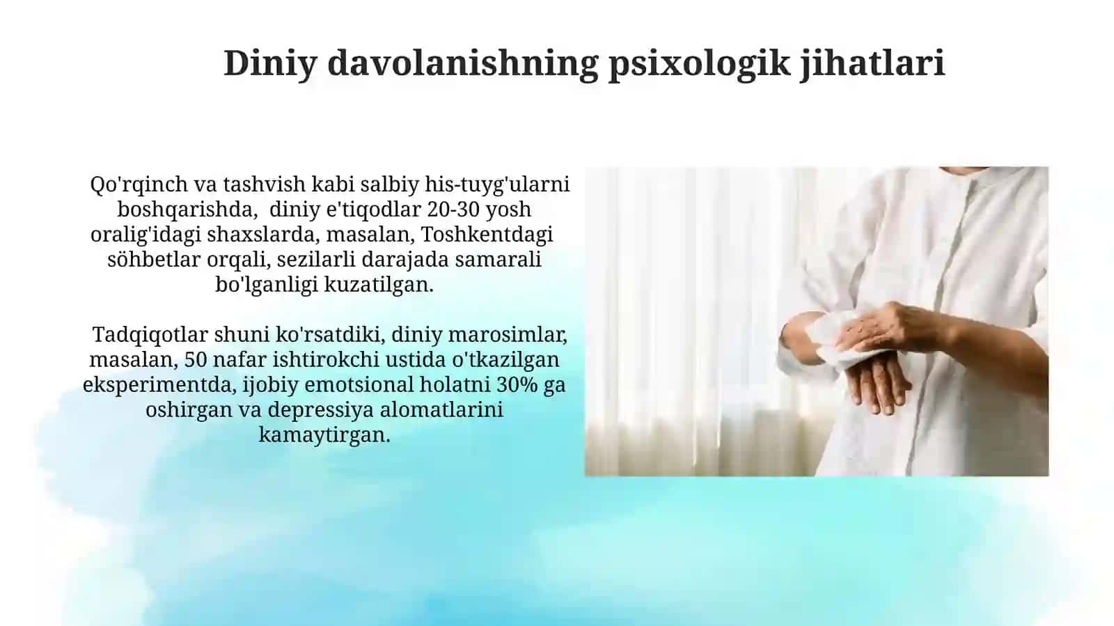 Diniy davolash. Gigiena 3