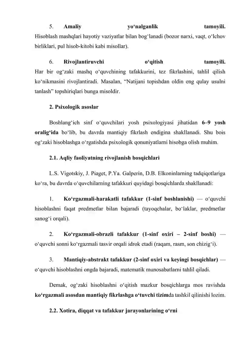 Boshlang‘ich sinflarda matematikadan og‘zaki hisoblashga o‘rgatish metodikasi 3