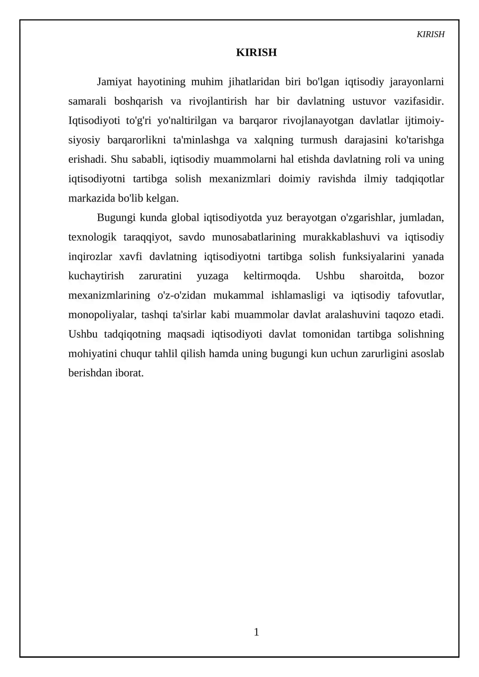 Iqtisodiyitni davlat tomonidan tartibga solishning mohiyati va zarurligi 3