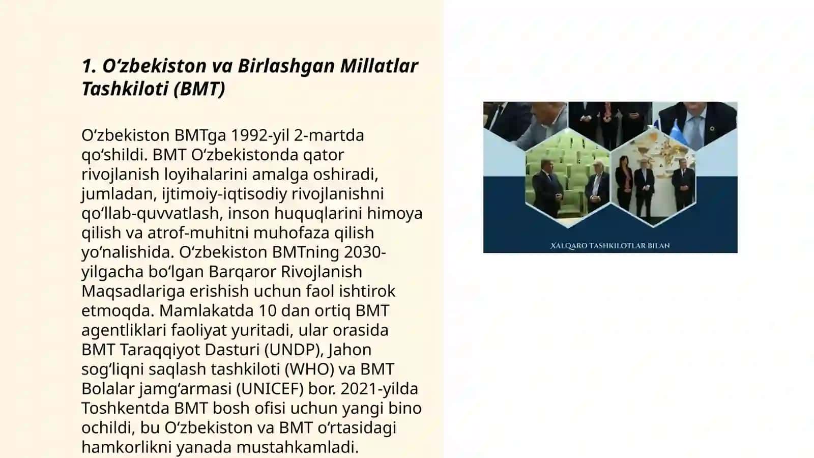 Oʻzbekistonning eng yangi tarixi fanidan tayyorlagan taqdimoti 3