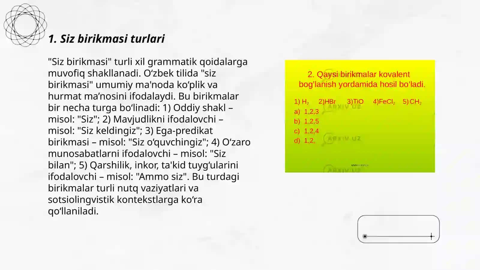 Siz birikmasi va turgʻun bogʻlanma 3