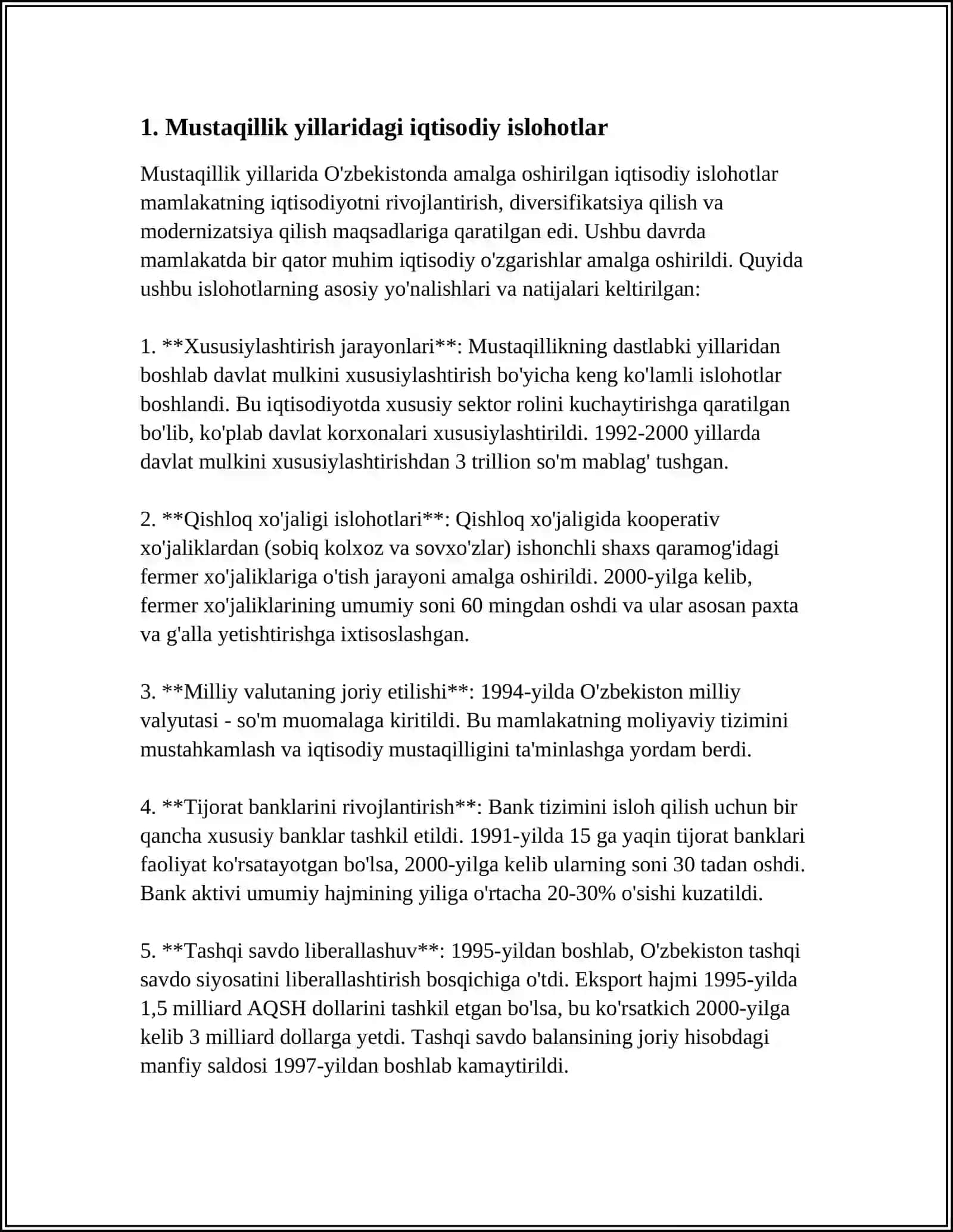 O‘zbekistonda amalga oshirilgan iqtisodiy islohotlar 3