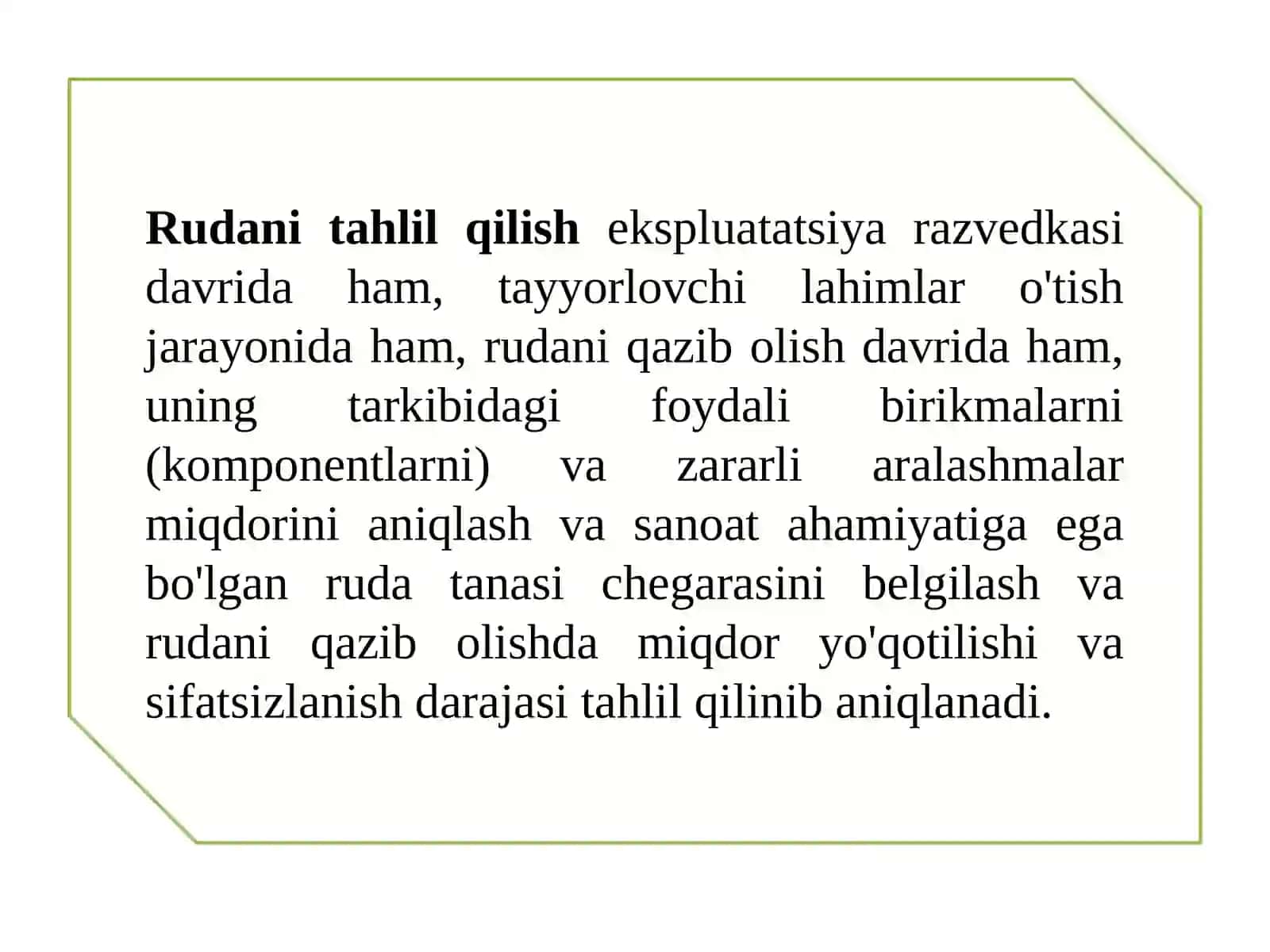 Ma’ruza:Ekspluatatsiyadavrida razvedka qilish va ruda tarkibining tahlili 3
