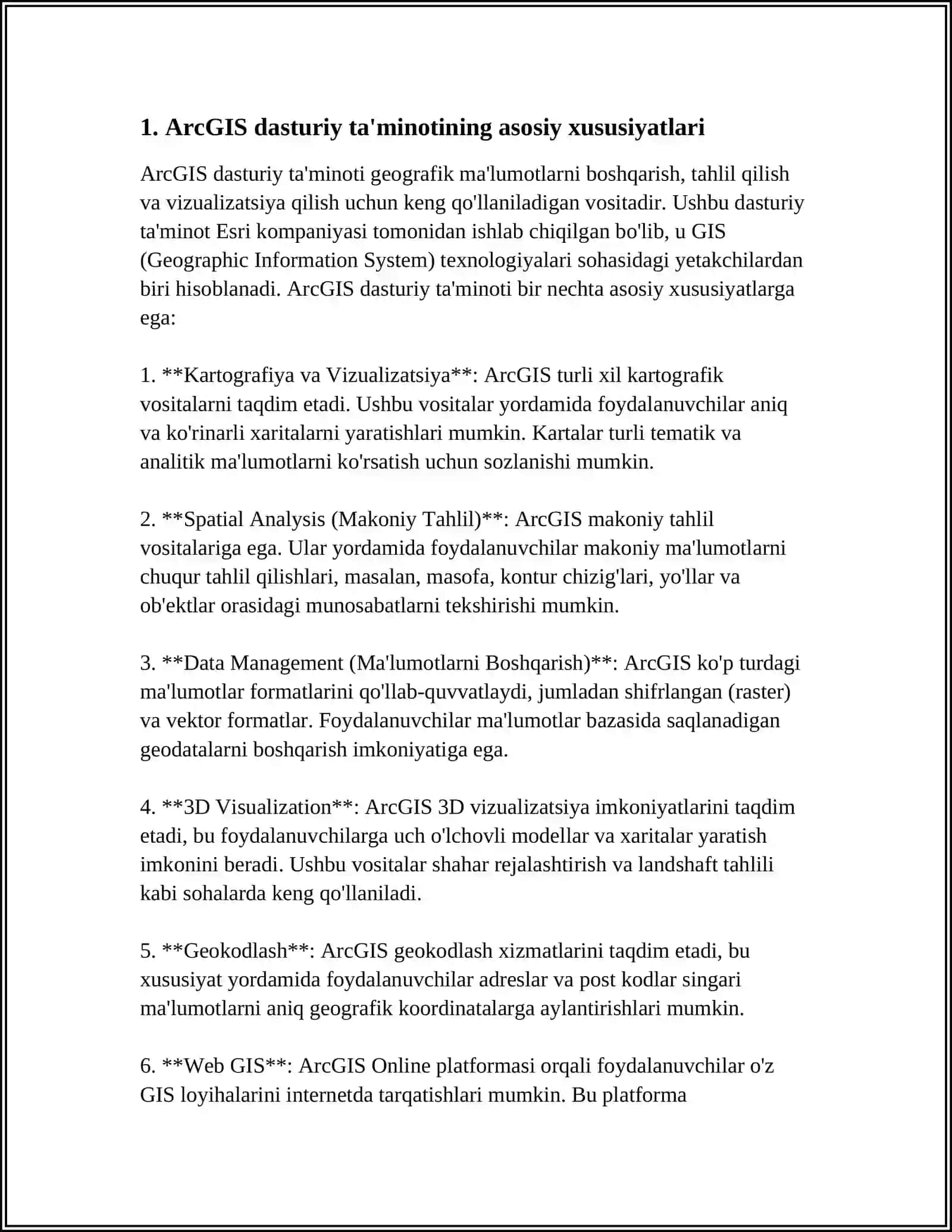 ARCGIS DASTURIY TA'MINOTINING TURLI IMKONIYATLARI BILAN ISHLASH 3