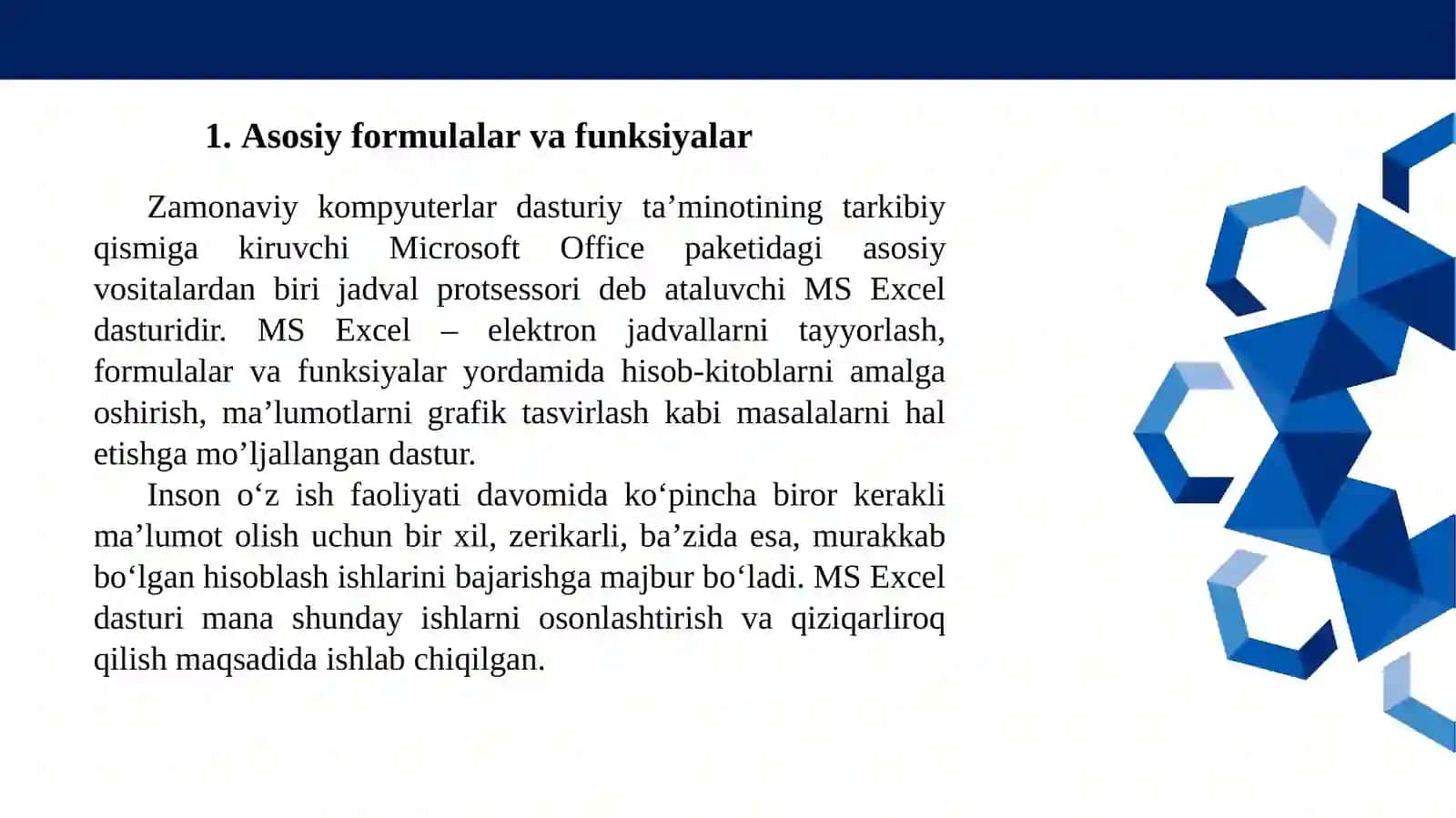 Excelda iqtisodiyhisob-kitoblar 3