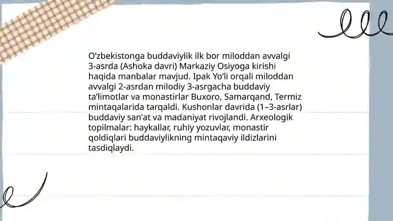 Oʻzbekistonda buddaviylik dinining tarixiy ildizlari 3