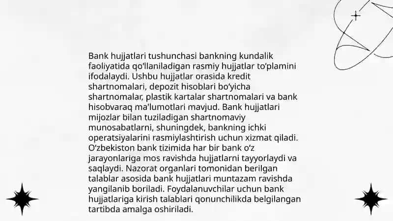 Bank hujjatlari va hujjatlar aylanishini tashkil qilish 3