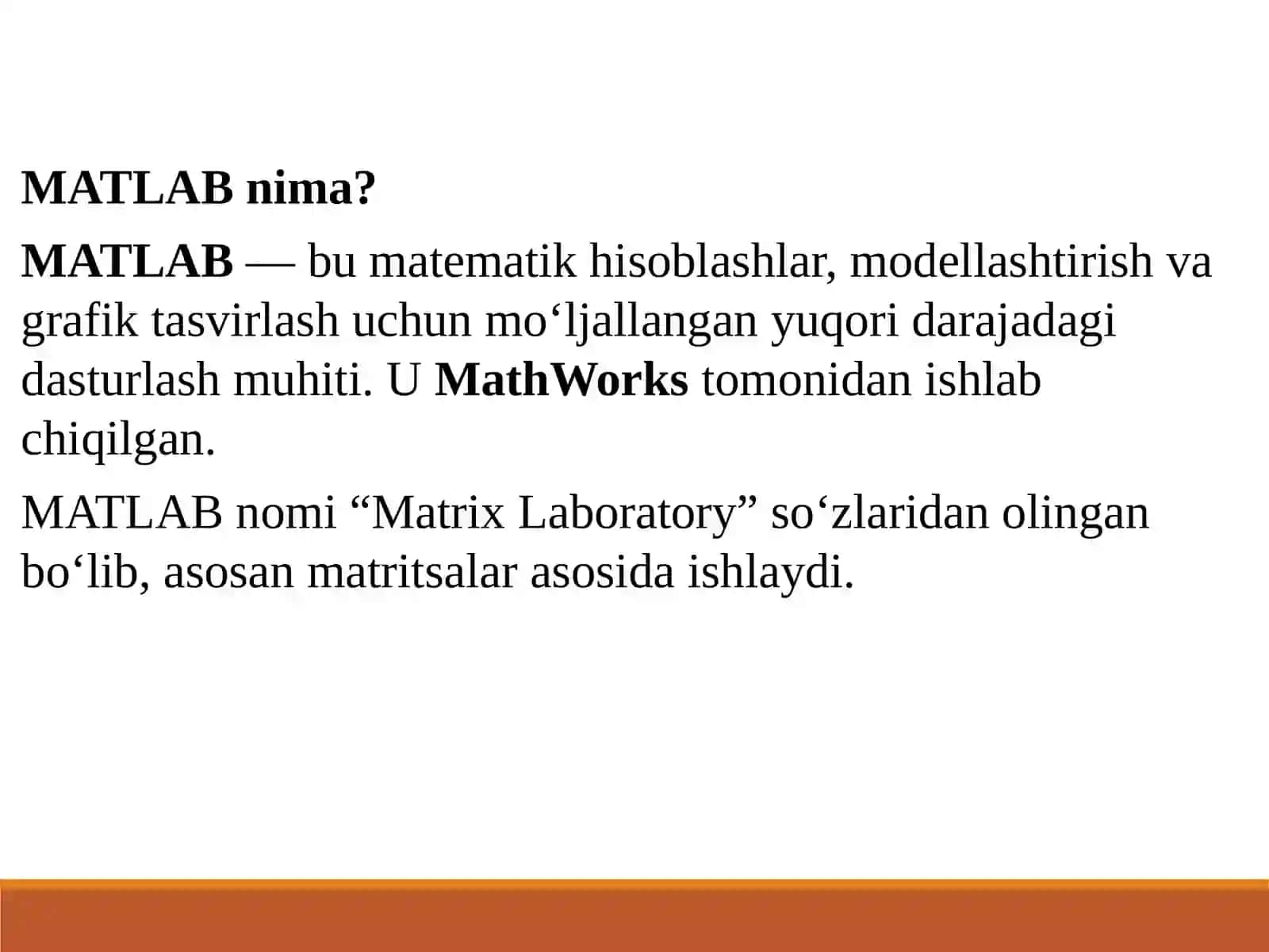 MATLAB muhitida oddiy hisoblashlar 3