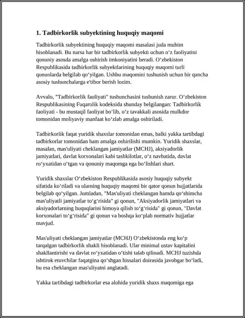 Tadbirkorlik Subyekti Huquqiy Maqomi va Axamitati 3