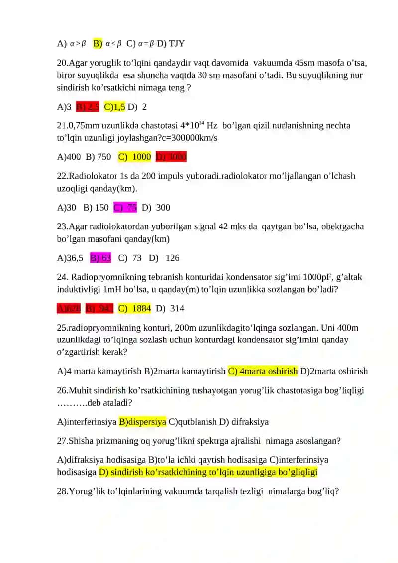 Oraliq nazorat savollari test 3