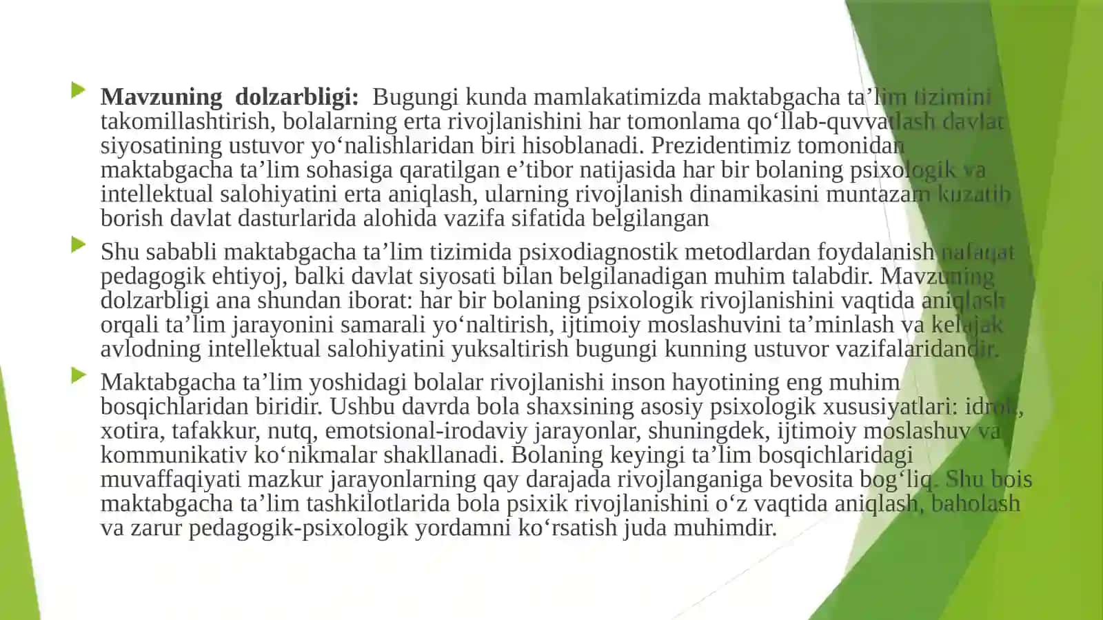 MAKTABGACHA TARBIYA YOSH DAVRI PSIXODIAGNOSTIKASI 3