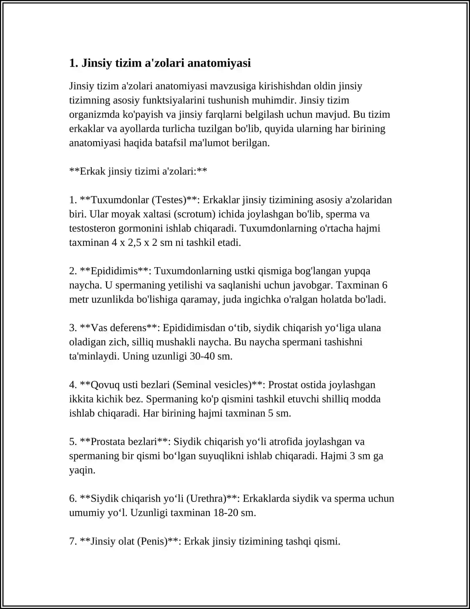JINSIY TIZIMI A'ZOLARI. JINSIY TIZIM TARAQQIYOTI. QALTIS DAVIRLAR 3