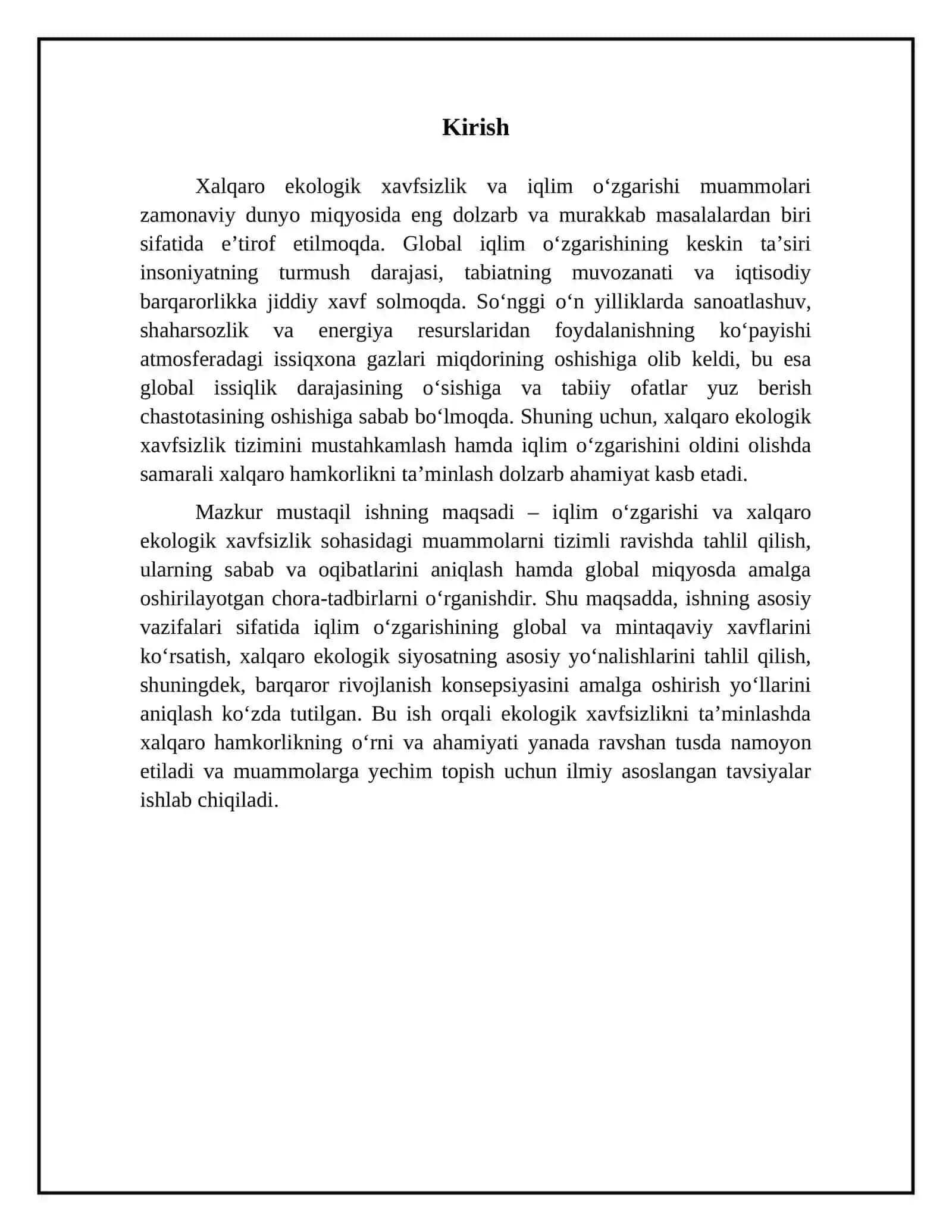 Xalqaro ekologik xavfsizlik va iqlim oʻzgarishi muammolarini tahlil qilish 3