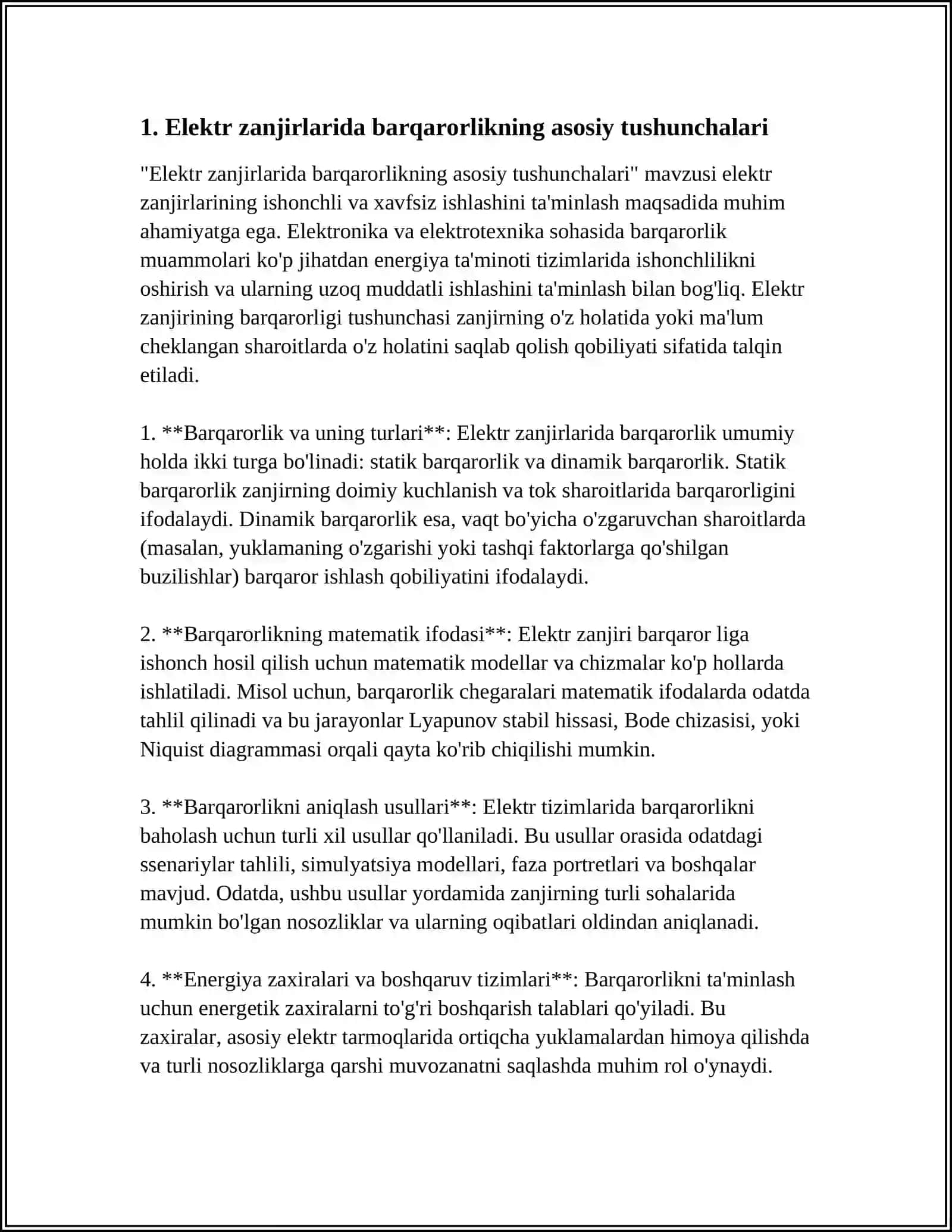ELEKTR ZANJIRLARDA BARQARORLIK 3