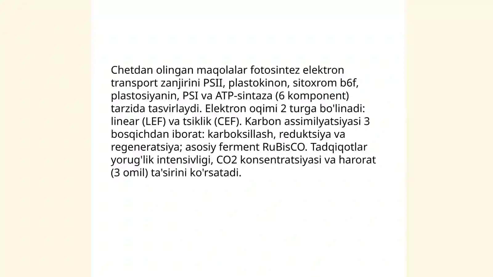 O'simliklar fiziologiyasi yuzasidan chet el ilmiy tadqiqotlar va ular haqida ilmiy maqolalarni tahlil etish 3