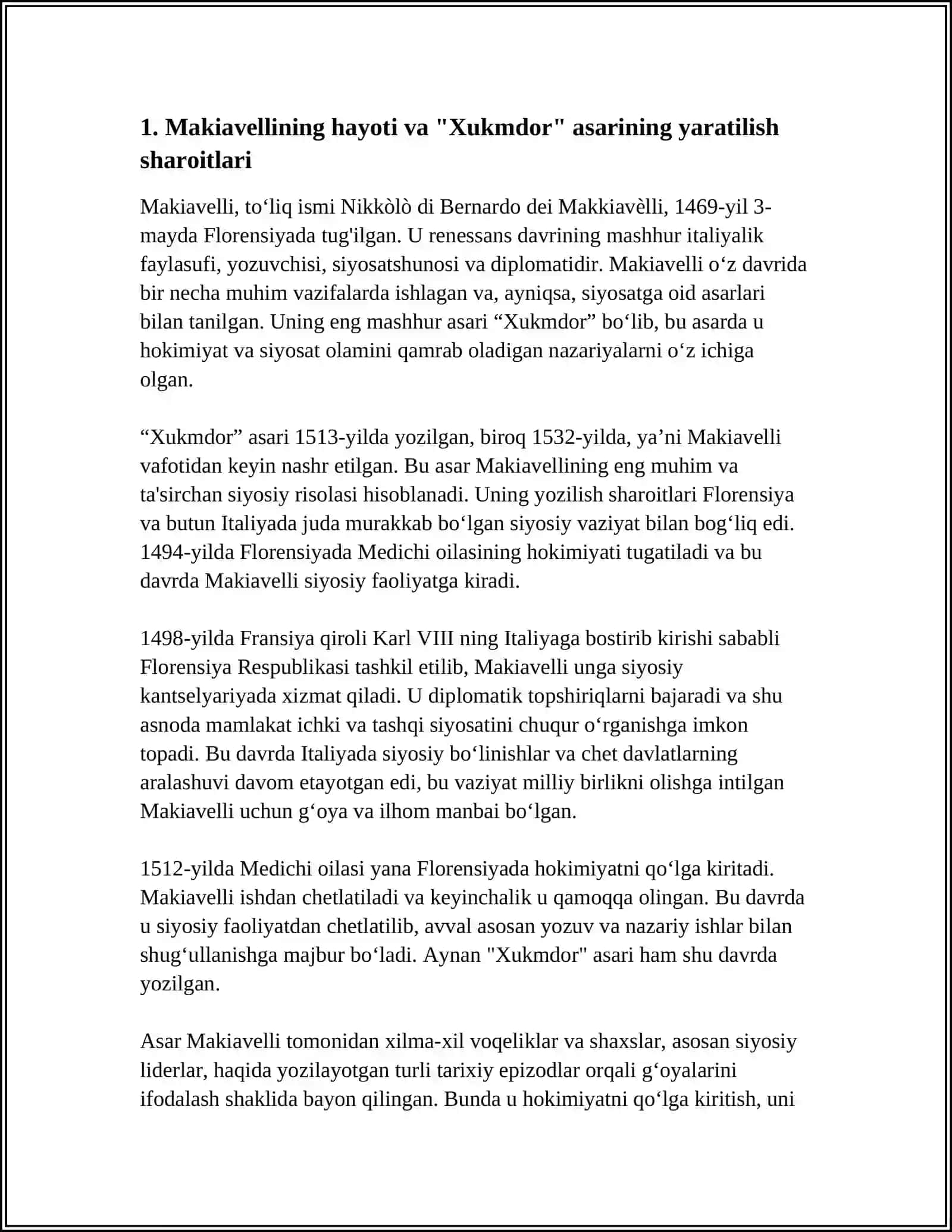 MAKIAVELLINING “XUKMDOR” ASARI BO‘YICHA TAQDIMOT TAYYORLASH 3