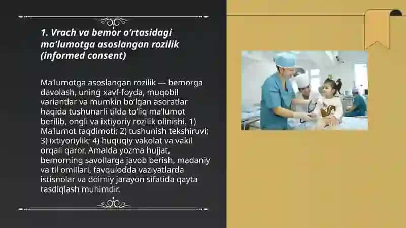 Tibbiyot fani va amaliyotiga bogʻliq vrach va bemor oʻrtasidagi axloqiy muammolar 3