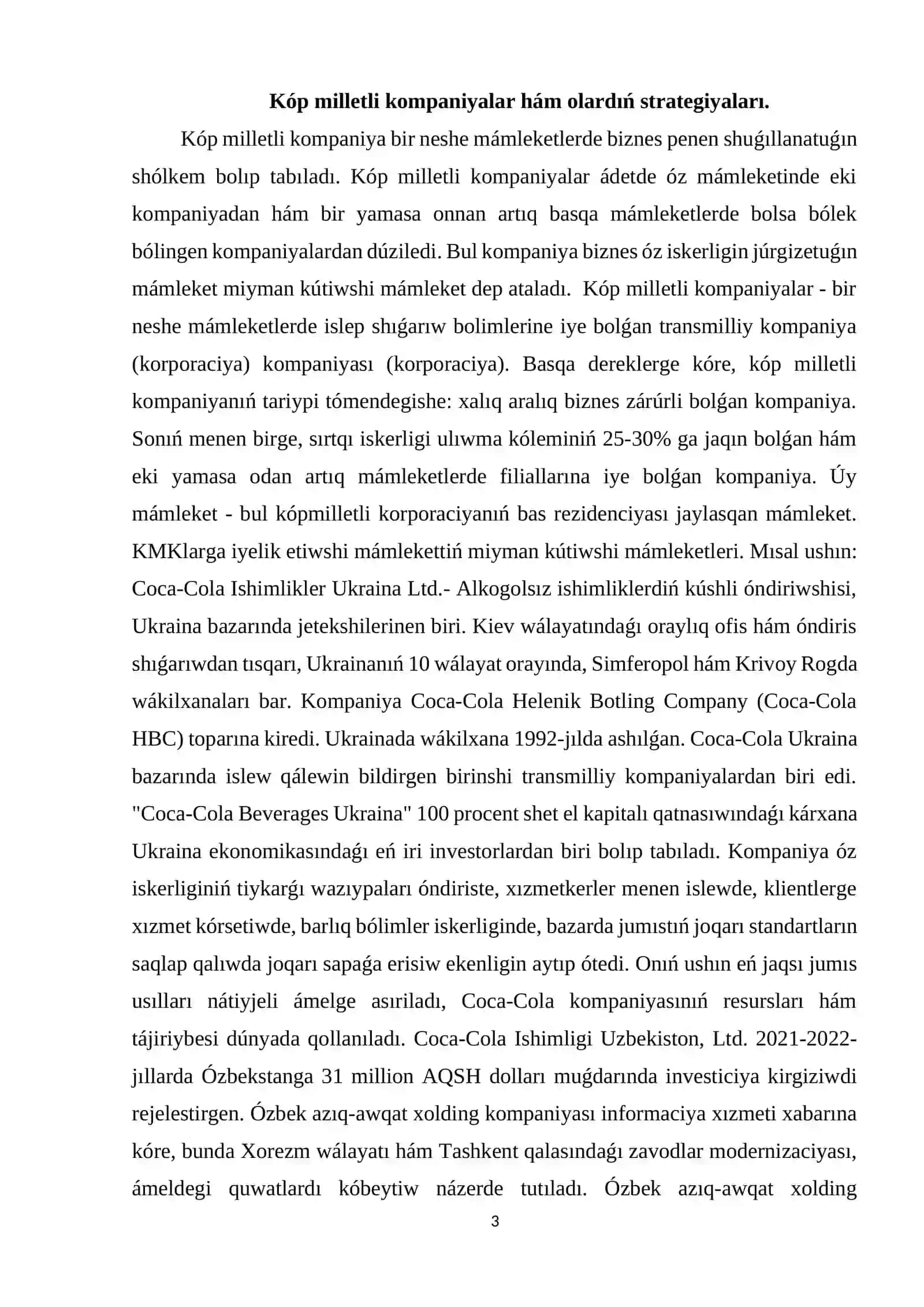 Kóp milletli kompaniyalar ham olardin’ strategiyalari, jetiskenlikleri ha’m kemshilikleri 3