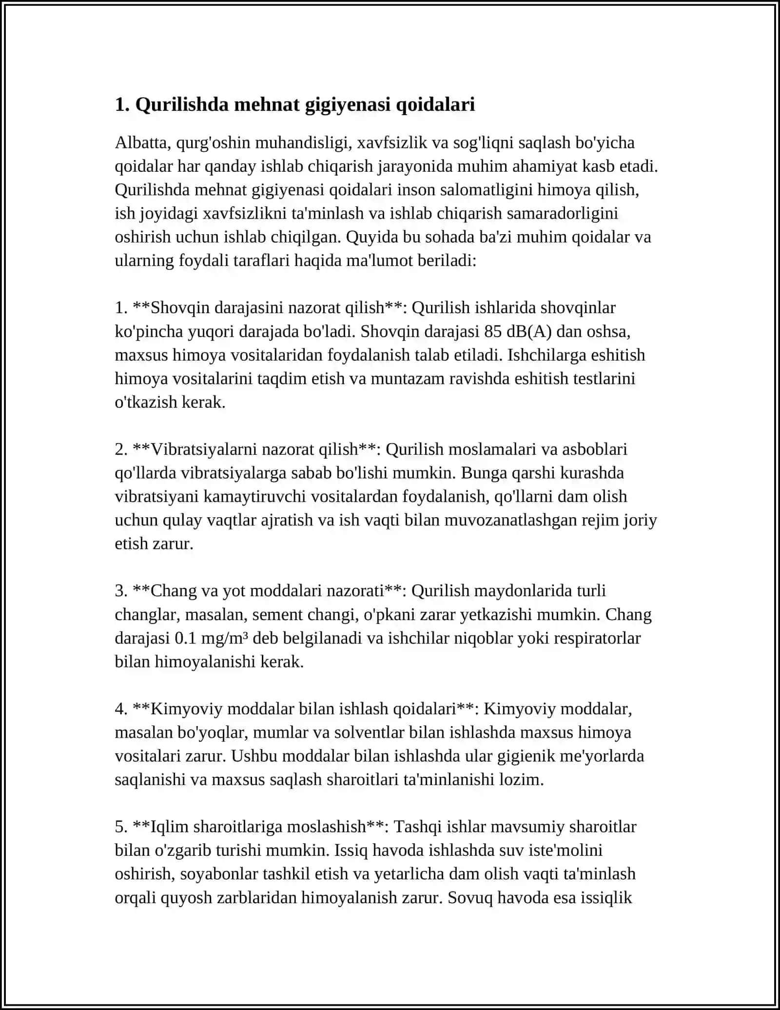 Qurilishda Mehnat Gigiyanasi Qoidalari 3