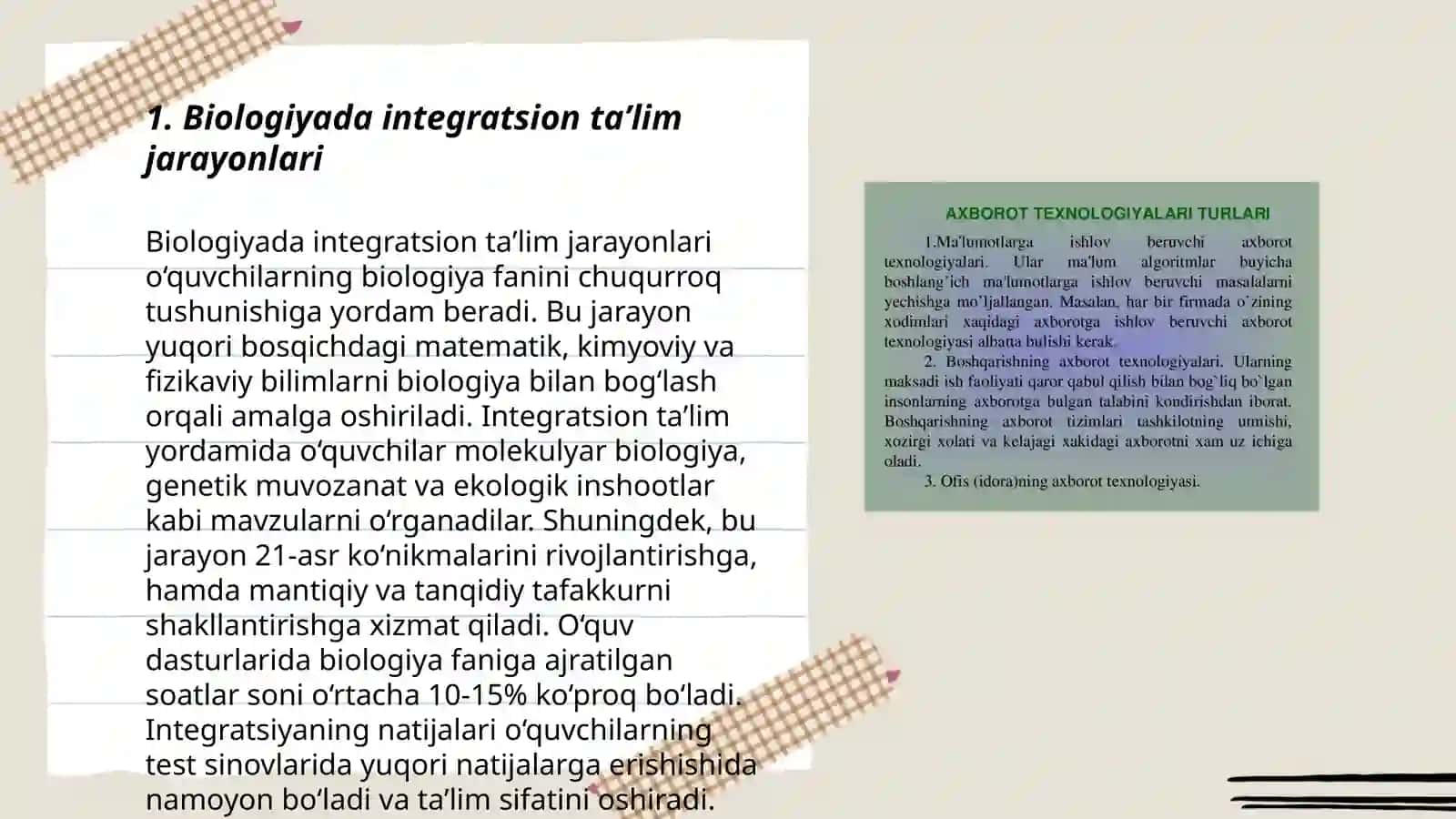 Biologiya taʼlimidagi integratsion jarayonlar va ularning taʼlimdagi ahamiyati 3