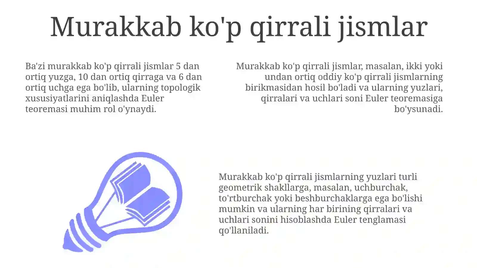 Eyler teoremasi haqida Ko'pyoqlilar 3