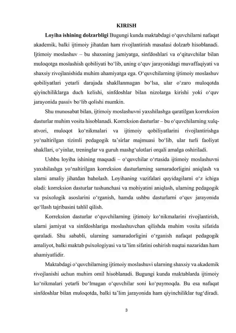 O'QUVCHILAR O'RTASIDA IJTIMOIY MOSLASHUVNI YAXSHILASHGA YO'NALTIRILGAN KORREKSION DASTURLAR SAMARADORLIGINI O'RGANISH 3