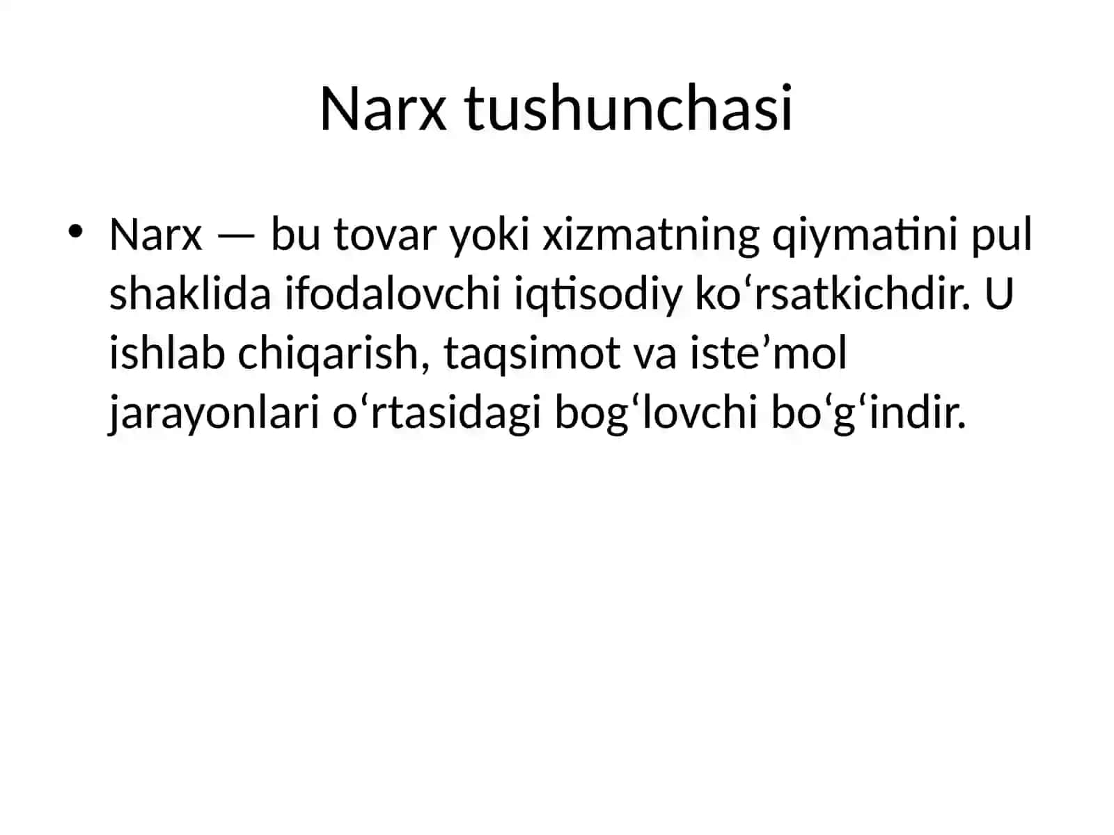 Narxning mohiyati va shakllanish jarayoni 3