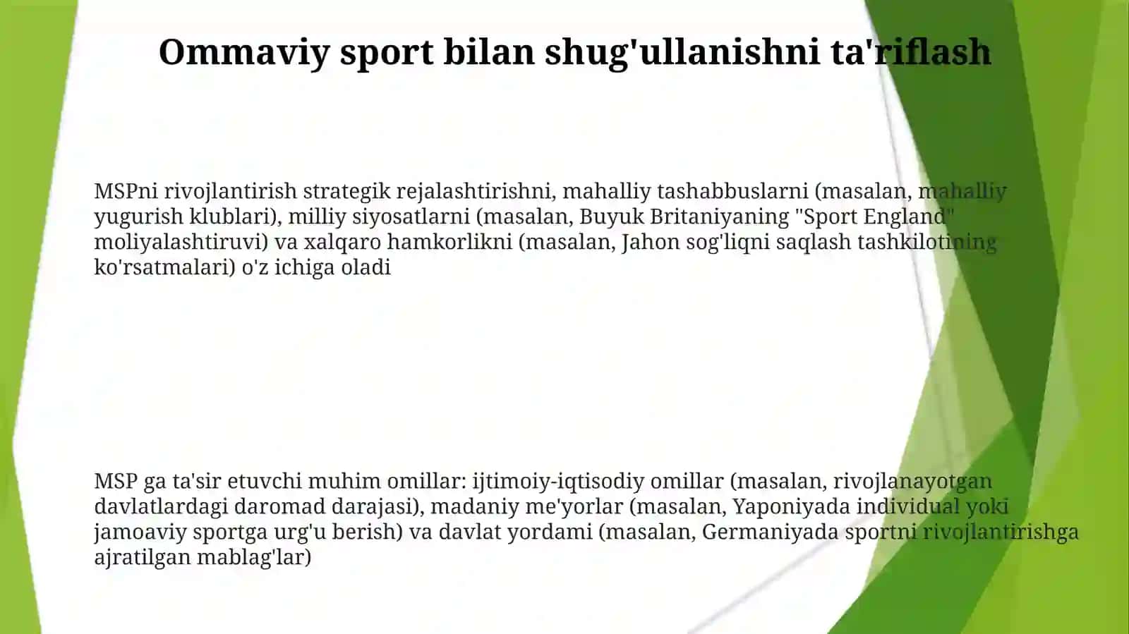 Ommaviy sportni rivojlantirish bo'yicha strategik reja 3