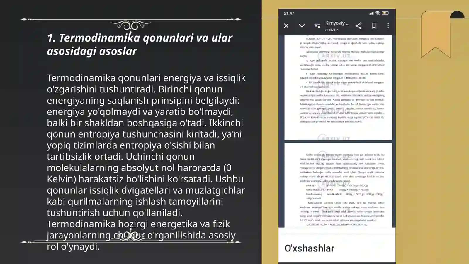 Termodinamika qonunlarini fazaviy oʻtish jarayonlarida qoʻllash 3