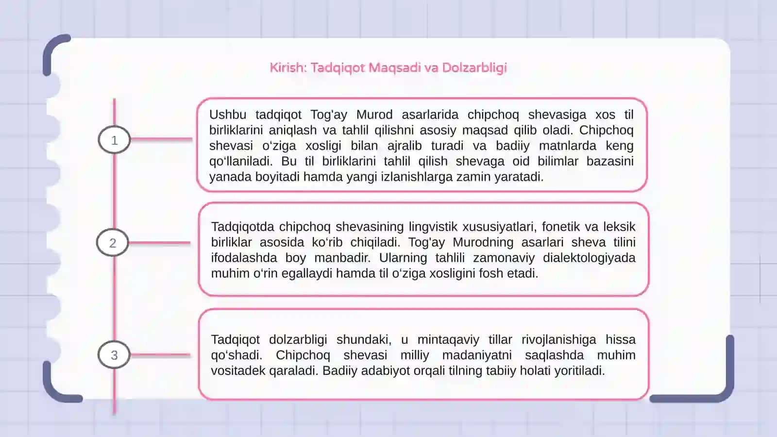 Tog'ay Murodning asarlaridan chipchoq shevasiga xos til birliklarini topish va tahlil qilish 3