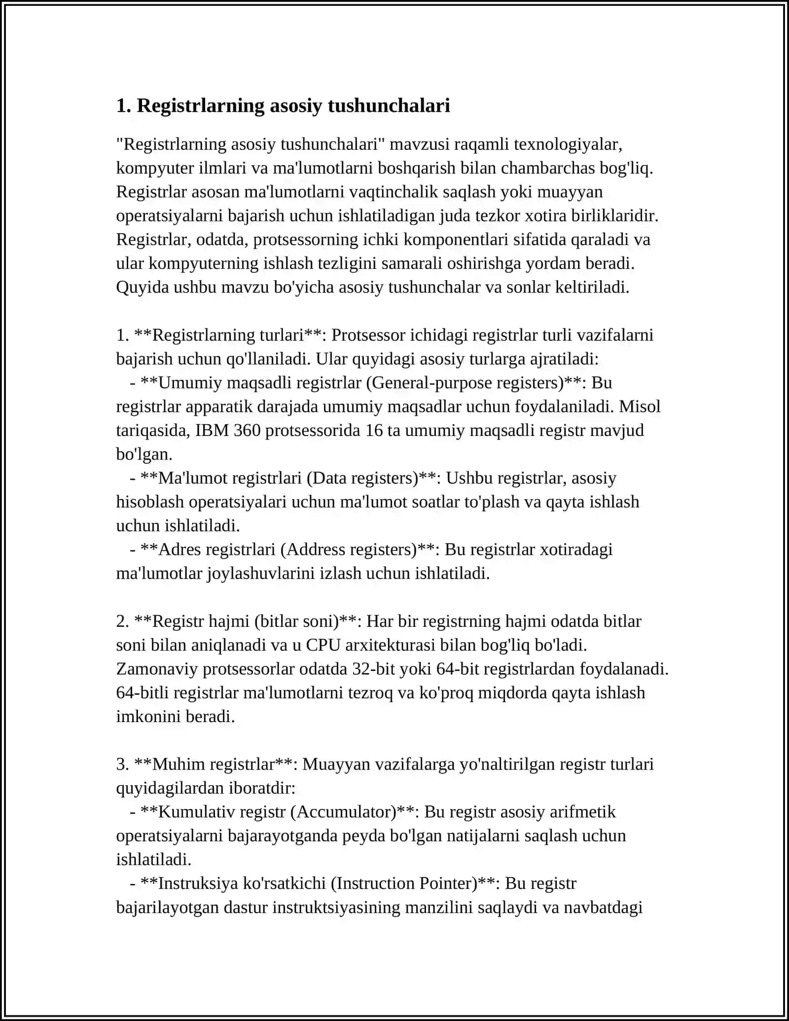 REGISTRLAR. ULARNING TURLARI. ISHLASH PRINTSIPI VA QO'LLANISH SOHALARI 3