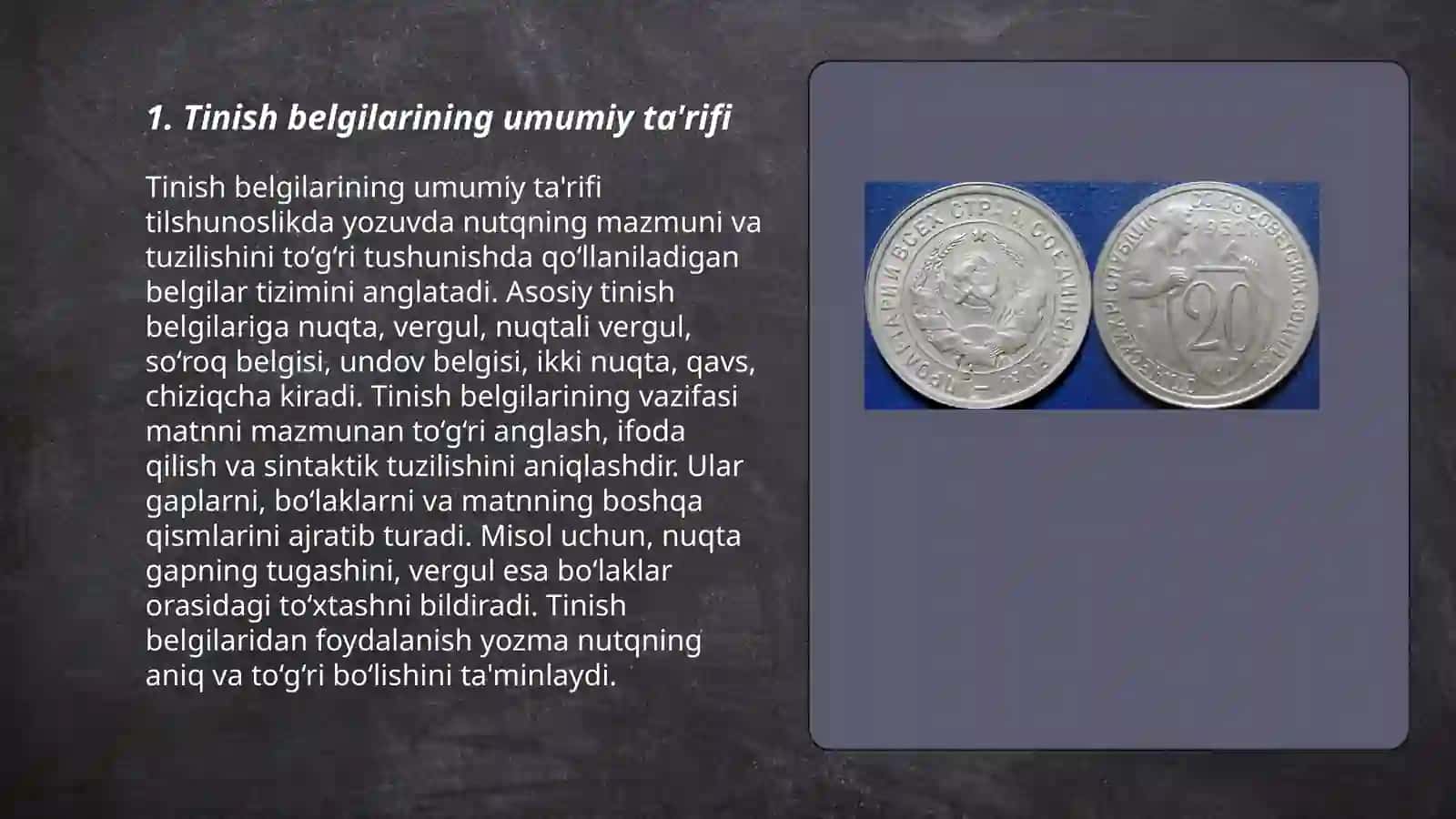Tinish belgilarining gap oxirida qoʻllanilishi (nuqta soroq, umdov, kop nuqta) 3