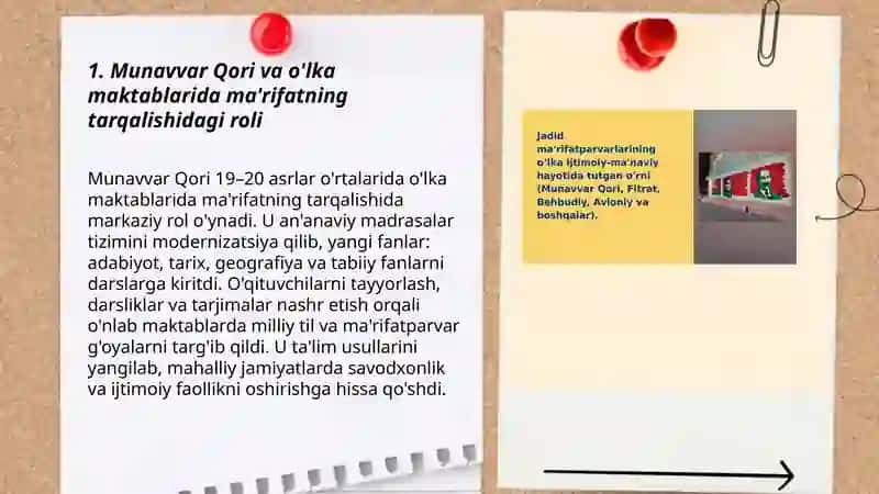 Jadid Ma'rifatparvarlarining o'lka ijtmoiy hayotida tutgan o'rni ( Munavvar Qori, Fitrat, Behbudiy, Avloniy va boshqalar) 3