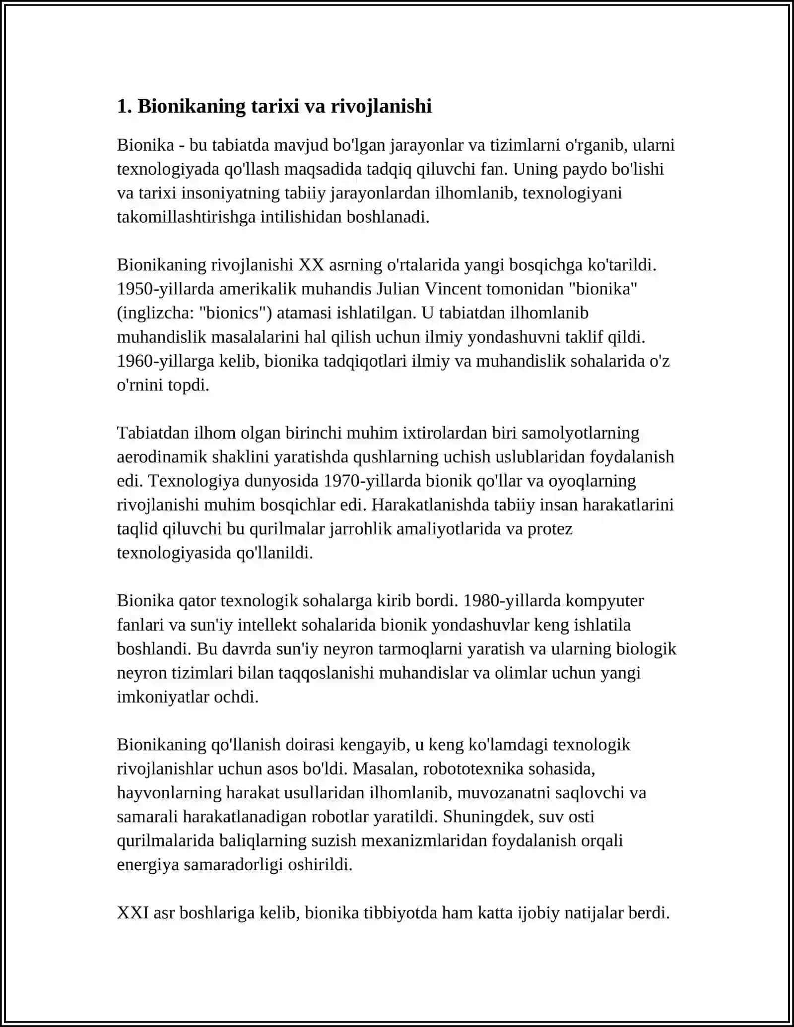 BIONIKA ASOSLARI VA UNI INSON HAYOTIDAGI O'RNI 3