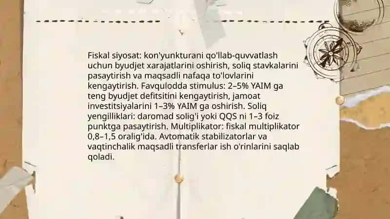Inqirozga qarshi siyosat va makroiqtisodiy muvozanatini ta'minlash 3
