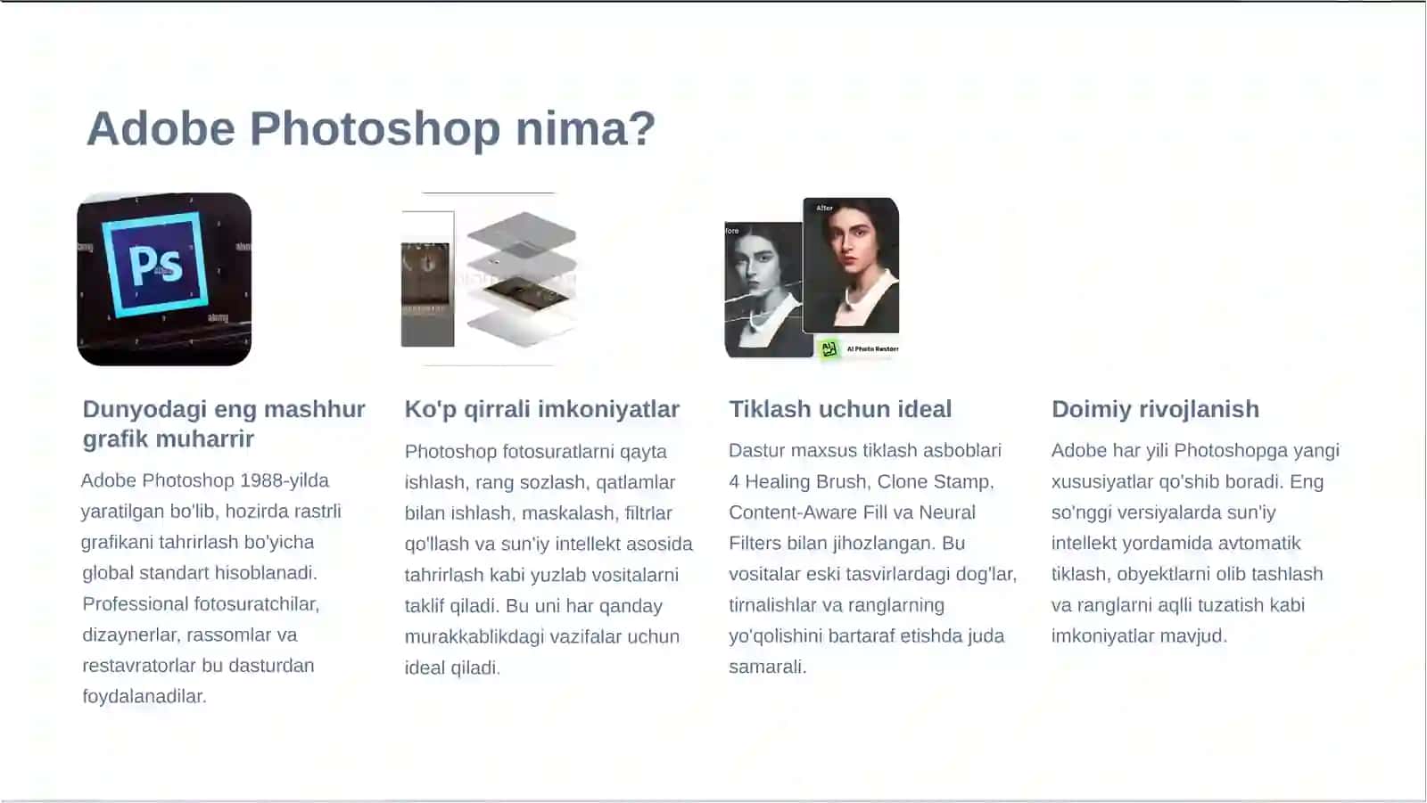 Adobe Photoshopda Tasvirlarni Qayta Tiklash 3