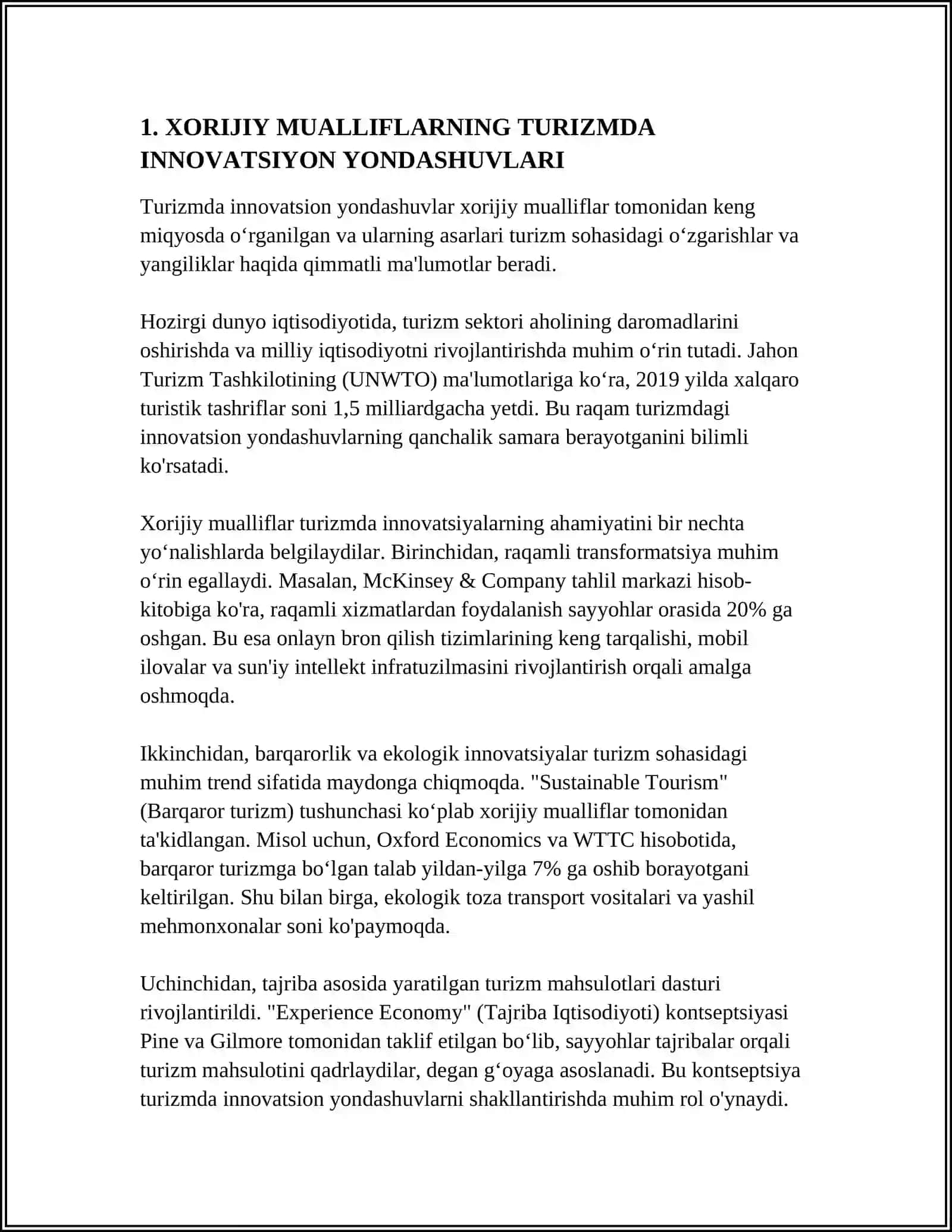 XORIJIY MUALLIFLARNING TURIZMDA XIZMAT KO'RSATISH SOHASIDA QILGAN ILMIY ISHLARI 3