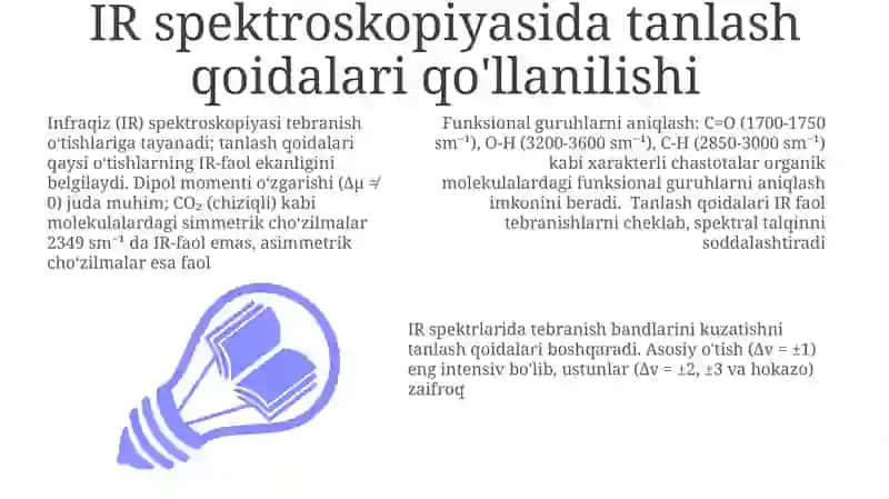 Infraqizil-spektroskopiyada tanlash qoidalari 3