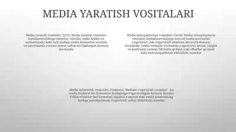 Media Matnni Yaratish Va Qayta Ishlashning Dasturiy Vositalar 3