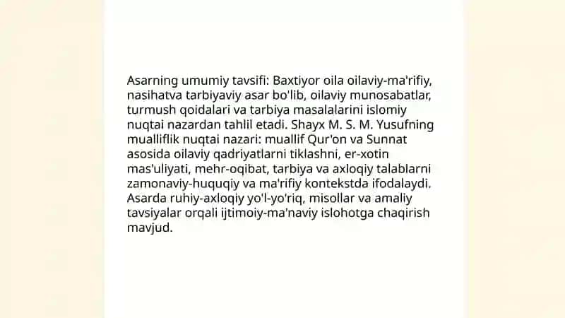 Baxtiyor oila asarida islom qadriyatlarining talqini 3