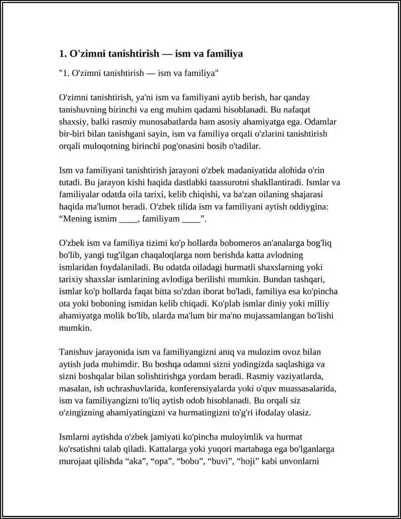 Mavzu: SICH VORSTELLEN, BEKANNTSCHAFT 3