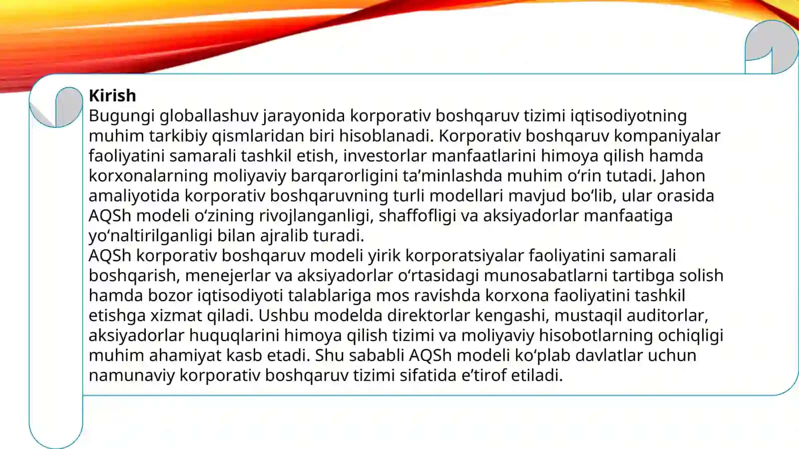 Korporotiv boshqaruvda AQSh modeli 3