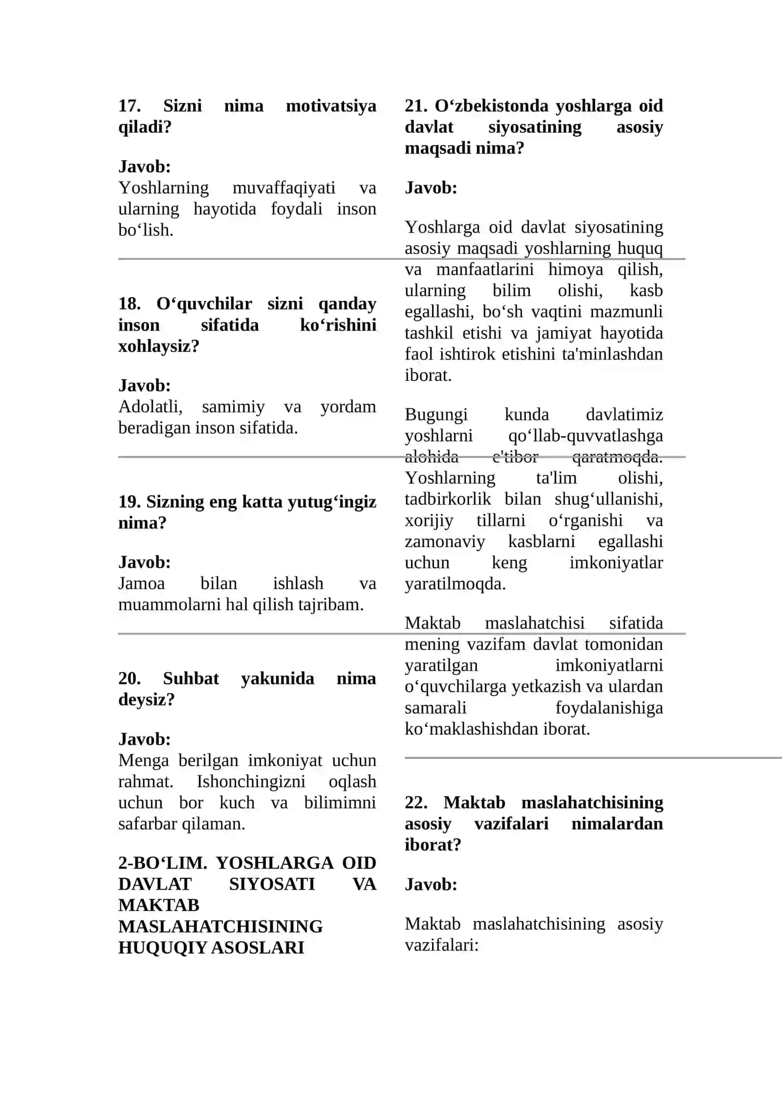 Maktab maslahatchisi (direktorning yoshlar masalalari bo‘yicha maslahatchisi) 3